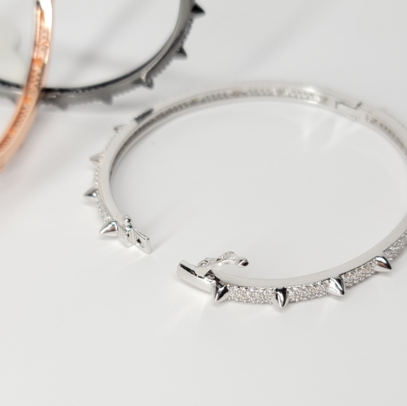 Bling Pave CZ Spike Bracelet Cuff Bangle NEW - Picture 5 of 9